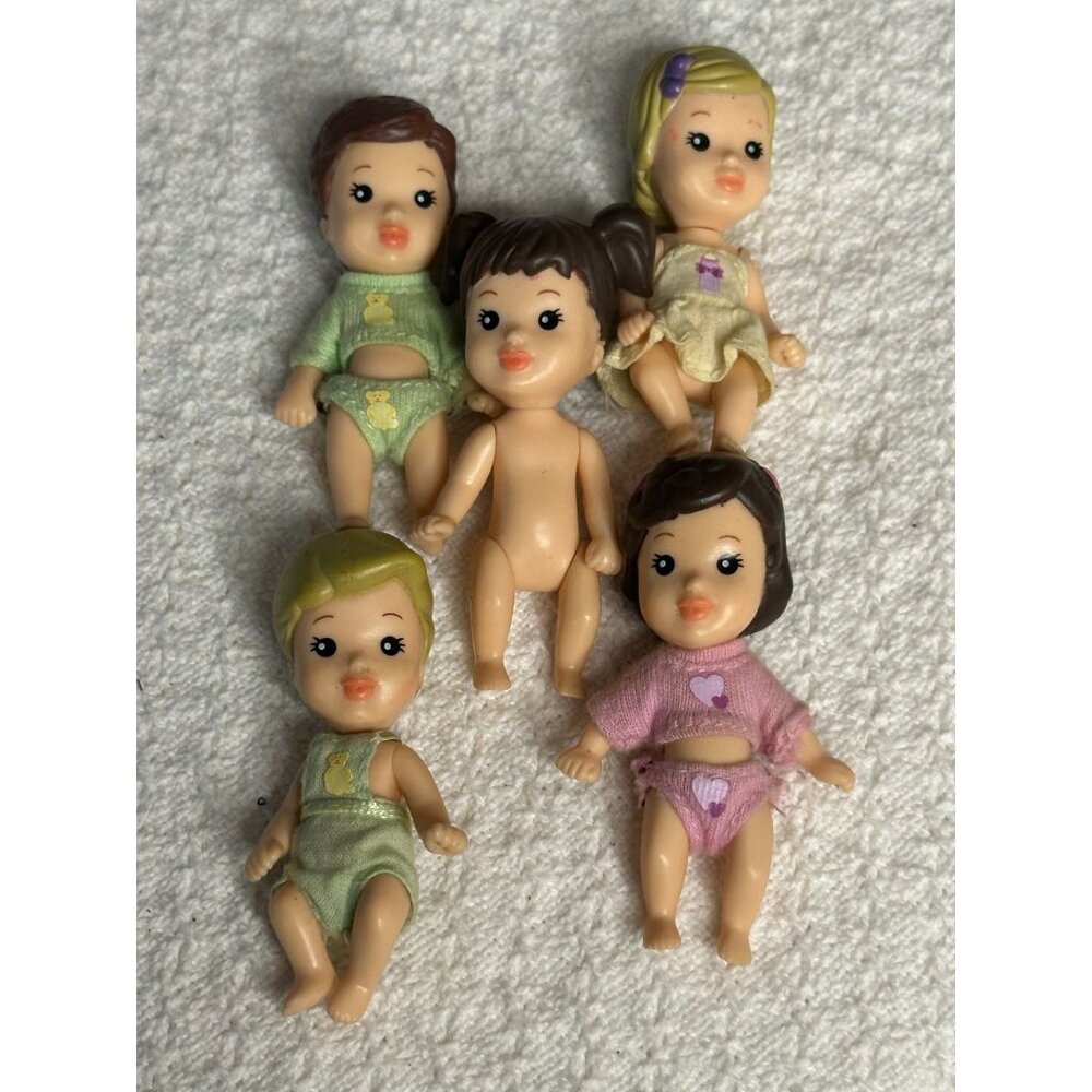 Quints MGA Miniature Baby Doll Set Outfits Two boys Three girls 3"